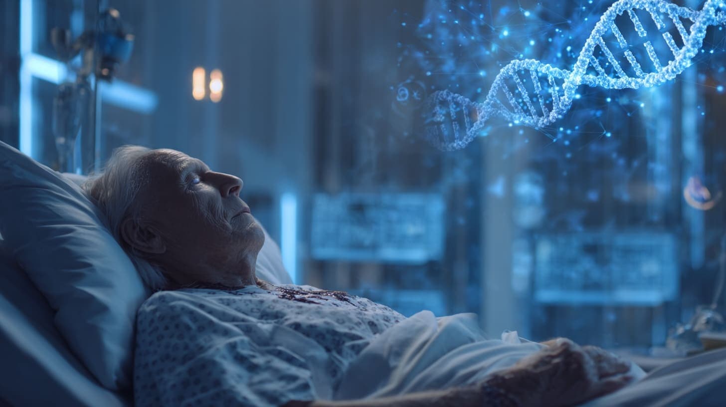 Medical treatment scene with patient receiving CRISPR therapy