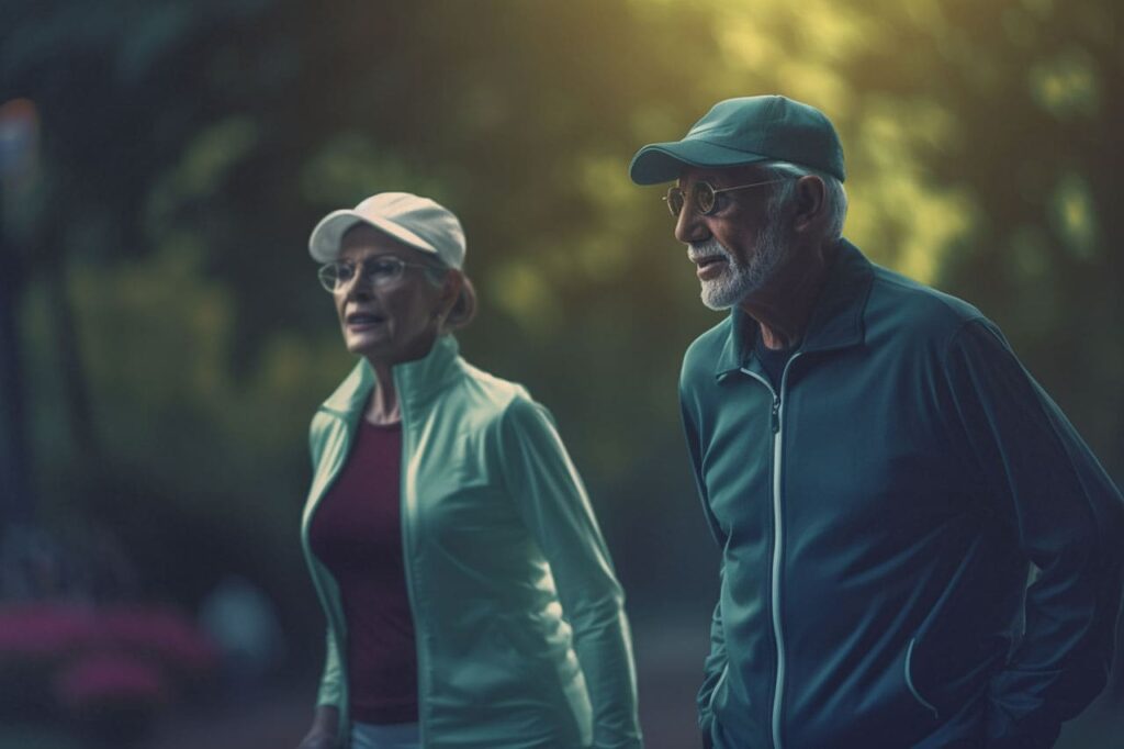 Senior Citizens walking and working out